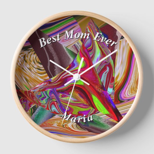 美しい 抽象的な カラフルな マーブル 液状化した 壁時計 (正面)