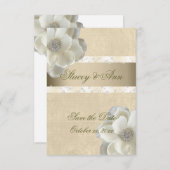 美しい、日付を保存ホワイトローズ&きらきら光る. セーブザデート (正面/裏面)