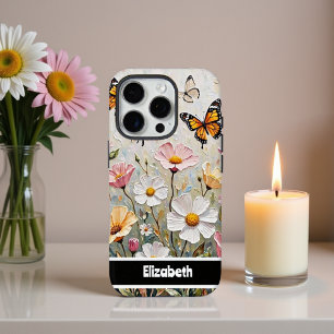 美しい(昆虫)オオカバマダラ、モナークチョウカラフルワイルドフラワー iPhone 16 PROケース
