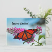 美しい（昆虫）オオカバマダラ、モナークバタフライフォト誕生日 招待状 (スタンド正面)
