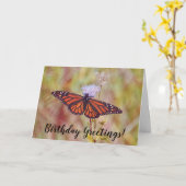 美しい(昆虫)オオカバマダラ、モナークバタフライ誕生日カード カード (黄色い花)