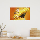 美しい（昆虫）オオカバマダラ、モナーク蝶オンザフラワープリント ポスター (キッチン)