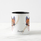 美しい(昆虫)オオカバマダラ、モナーク金ゴールドスワールバタフライ マグカップ (中央)