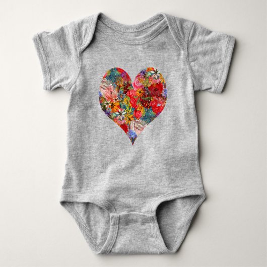 美しい 明るい カラフルな 抽象的な 花柄 ベビーボディスーツ (正面)