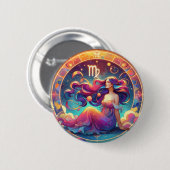 美しい《星座》乙女座 | 占星術芸術 缶バッジ (正面&裏面)
