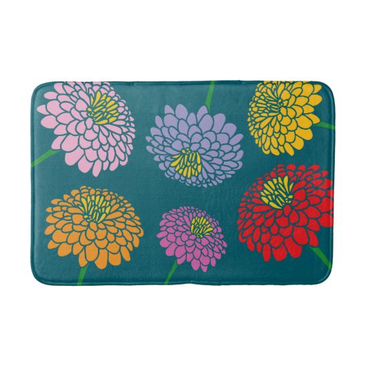美しい《植物》百日草のカスタム花の色風呂マット バスマット (正面)