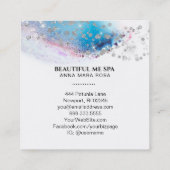 *~*美しい – 水彩青パステルシルバーグリッター スクエア名刺 (裏面)