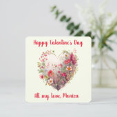 美しい、水色、ワイルドフラワーのハート シーズンカード (スタンド正面)