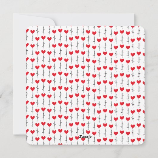 美しい、水色、ワイルドフラワーのハート シーズンカード (裏面)