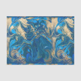 美しい，深いブルー大理石，金ゴールド，デジタル写真 薄葉紙