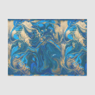 美しい，深いブルー大理石，金ゴールド，デジタル写真 薄葉紙