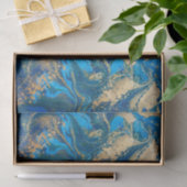 美しい，深いブルー大理石，金ゴールド，デジタル写真 薄葉紙 (ギフト)