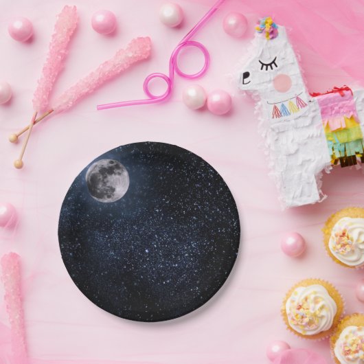 美しい、満月と星、カスタム ペーパープレート (パーティー)