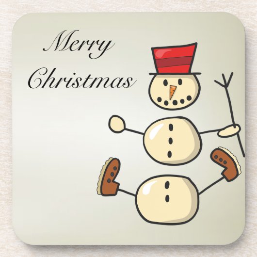 美しい、素晴らしいクリスマスの雪だるま コースター (正面)