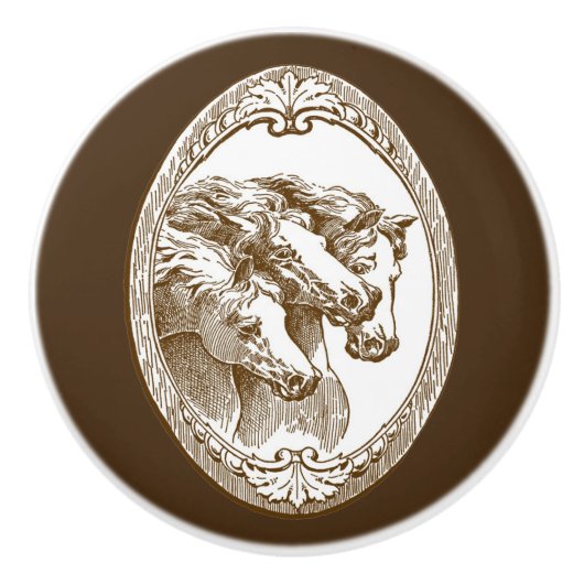 美しい，素朴ヴィンテージ馬，セラミックノブ セラミックノブ (正面)