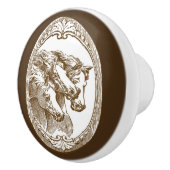 美しい，素朴ヴィンテージ馬，セラミックノブ セラミックノブ (右)