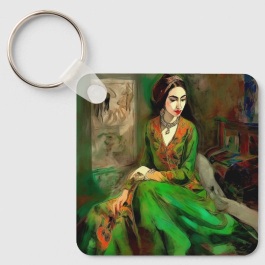 美しい（緑） キーホルダー (正面)