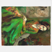 美しい（緑） フリースブランケット (正面(横))