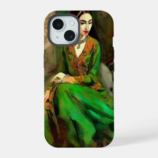 美しい（緑） iPhone 15ケース (裏面)