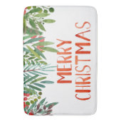 美しい「聖降誕祭お目出とう」のベリーと枝  バスマット (正面縦)