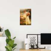 美しい，若い女性，花，アルバート・リンチ，ベル ポスター (ホームオフィス)