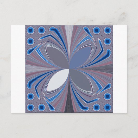美しい 見事な バタフライ 淡い青い色の アート ポストカード (正面)