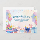 美しい 誕生日おめでとう ポストカード (正面/裏面)