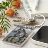 美しい、馬、自然、投げる キーホルダー (正面右)