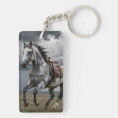 美しい、馬、自然、投げる キーホルダー (裏面)