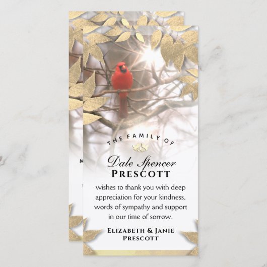 美しい(鳥)ショウジョウコウカンチョウ4x8悔やみや弔慰サンキューカード サンキューカード (正面/裏面)