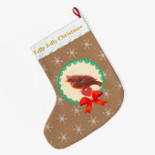 美しい(鳥)ショウジョウコウカンチョウ ラージクリスマスストッキング (裏面 (吊り時))