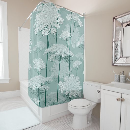美しいAnnes女王のレース|の白 + ミント シャワーカーテン (インサイチュ)