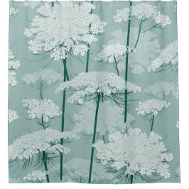 美しいAnnes女王のレース|の白 + ミント シャワーカーテン