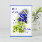 美しいBluebonnetフローラモダン、ブライダルシャワー 招待状 (スタンド正面)