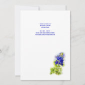 美しいBluebonnetフローラモダン、日付を保存 招待状 (裏面)