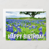 美しいBluebonnetsフォトハッピーバースデーカード (正面/裏面)