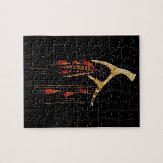 美しいBohoのボヘミアのシカの枝角の夢のキャッチャー ジグソーパズル (横)