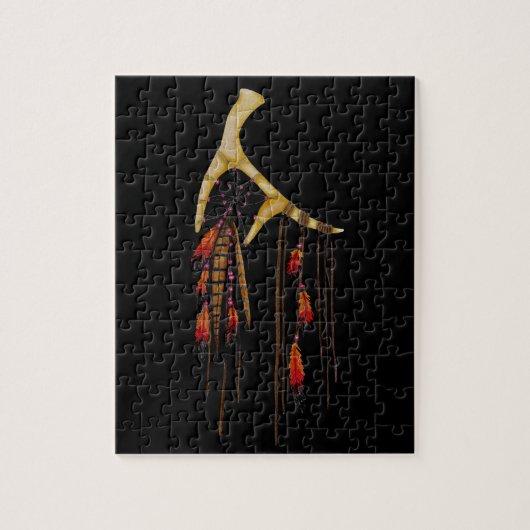 美しいBohoのボヘミアのシカの枝角の夢のキャッチャー ジグソーパズル (縦)