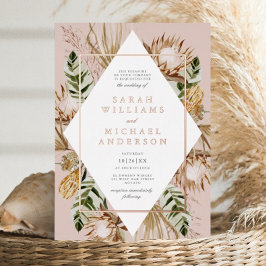 美しいBohoフローラジオ結婚のバラ金ゴールド 箔招待状