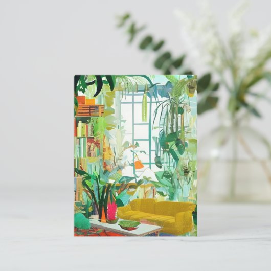 美しいBohoリビングルームはがき ポストカード (スタンド正面)