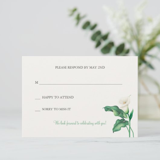 美しいCalla Lily RSVPカード (スタンド正面)