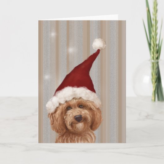 美しいChristmast詳しい犬の絵画カード シーズンカード (正面)