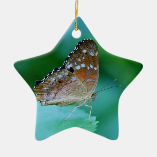 美しいDanaus Plexippus葉に蝶。 セラミックオーナメント (正面)