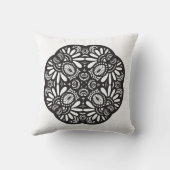 美しいDecoの黒い正方形の落書き クッション (裏面)