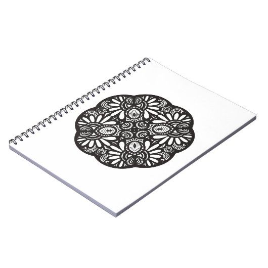 美しいDecoの黒い正方形の落書き ノートブック (左側)