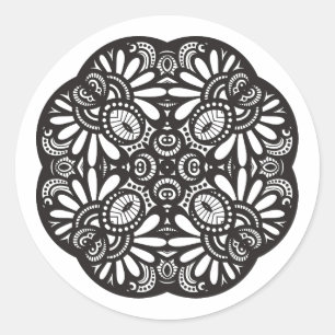 美しいDecoの黒い正方形の落書き ラウンドシール