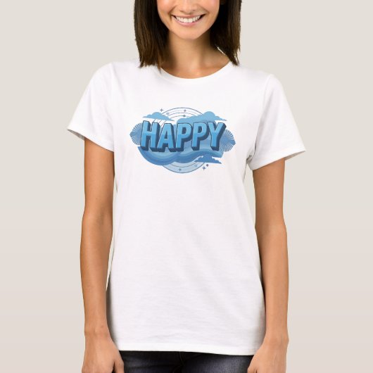 美しいHAPPY 2Dデザイナーグラフィック Tシャツ (正面)