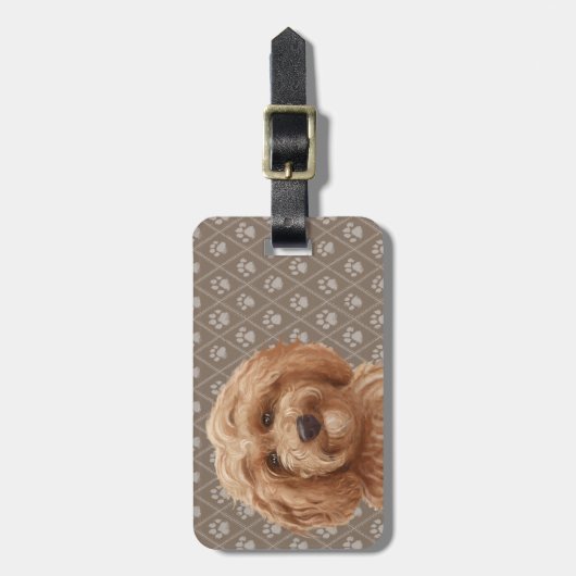 美しいLabradoodle愛犬の足の絵画のプリント ラゲッジタグ (正面縦)