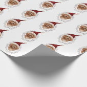 美しいLabradoodle犬の絵画のクリスマス ラッピングペーパー (角)