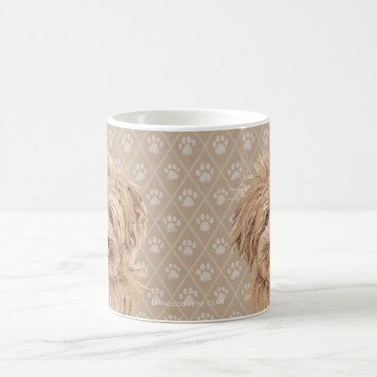 美しいLabradoodle犬の絵画マグ コーヒーマグカップ (中央)